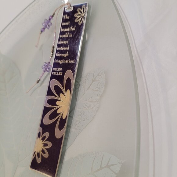 Sacchi Metal Bookmark Purple Floral Boho - Helen Keller Quote - Picture 7 of 8